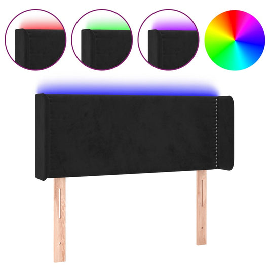 Čelo Postele S Led Černé 93 X 16 X 78/88 Cm Samet
