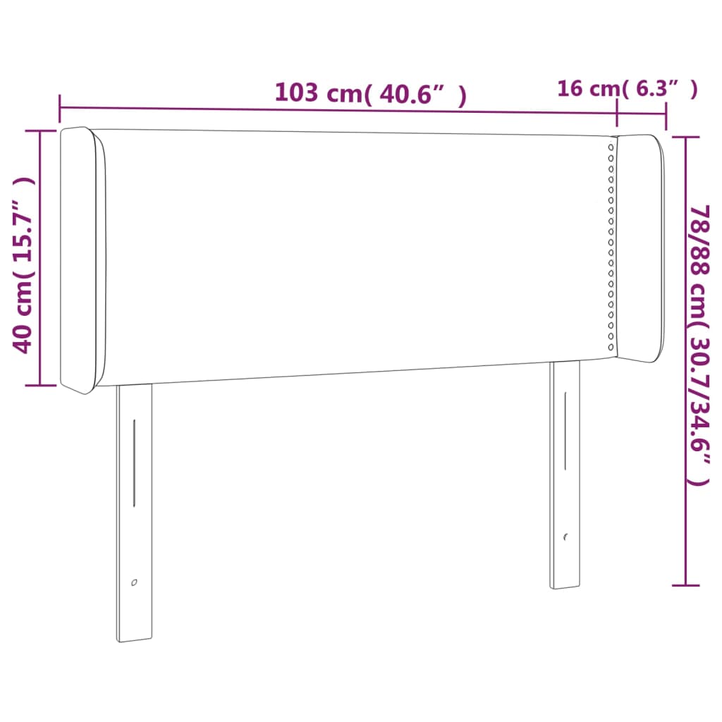 Čelo Postele S Led Světle Šedé 103 X 16 X 78/88 Cm Samet