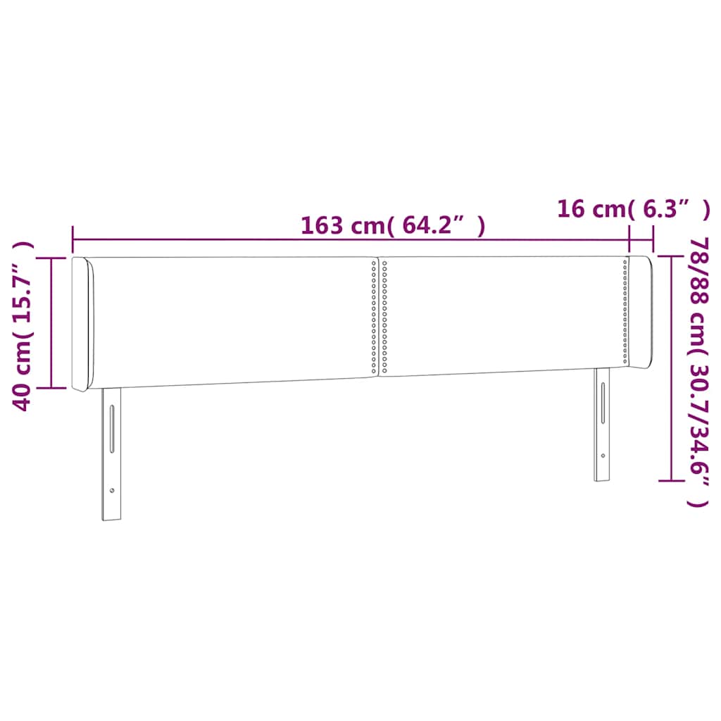 Čelo Postele S Led Tmavě Modré 163 X 16 X 78/88 Cm Samet