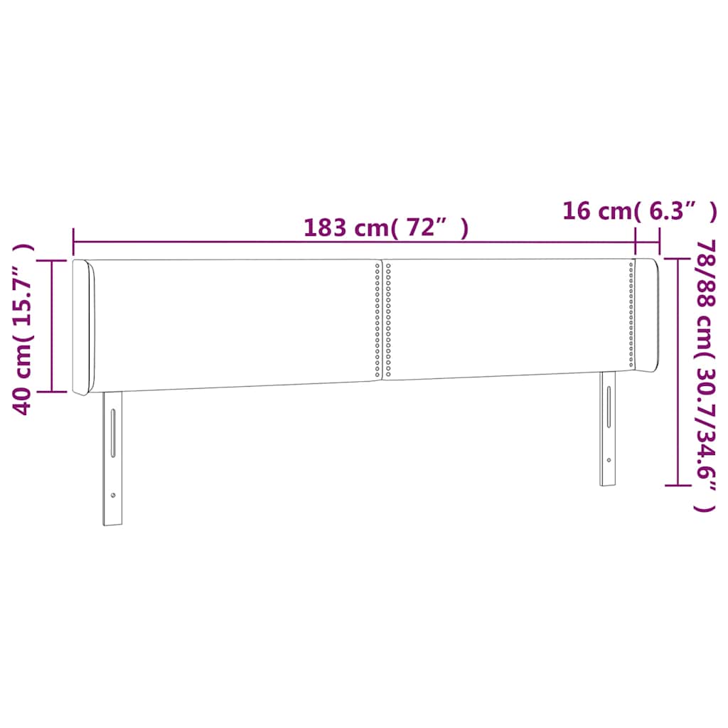 Čelo Postele S Led Tmavě Zelené 183 X 16 X 78/88 Cm Samet