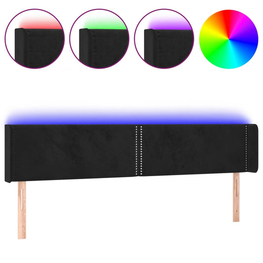 Čelo Postele S Led Černé 203 X 16 X 78/88 Cm Samet