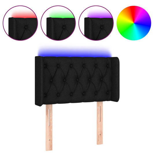 Čelo Postele S Led Černé Textil Černá