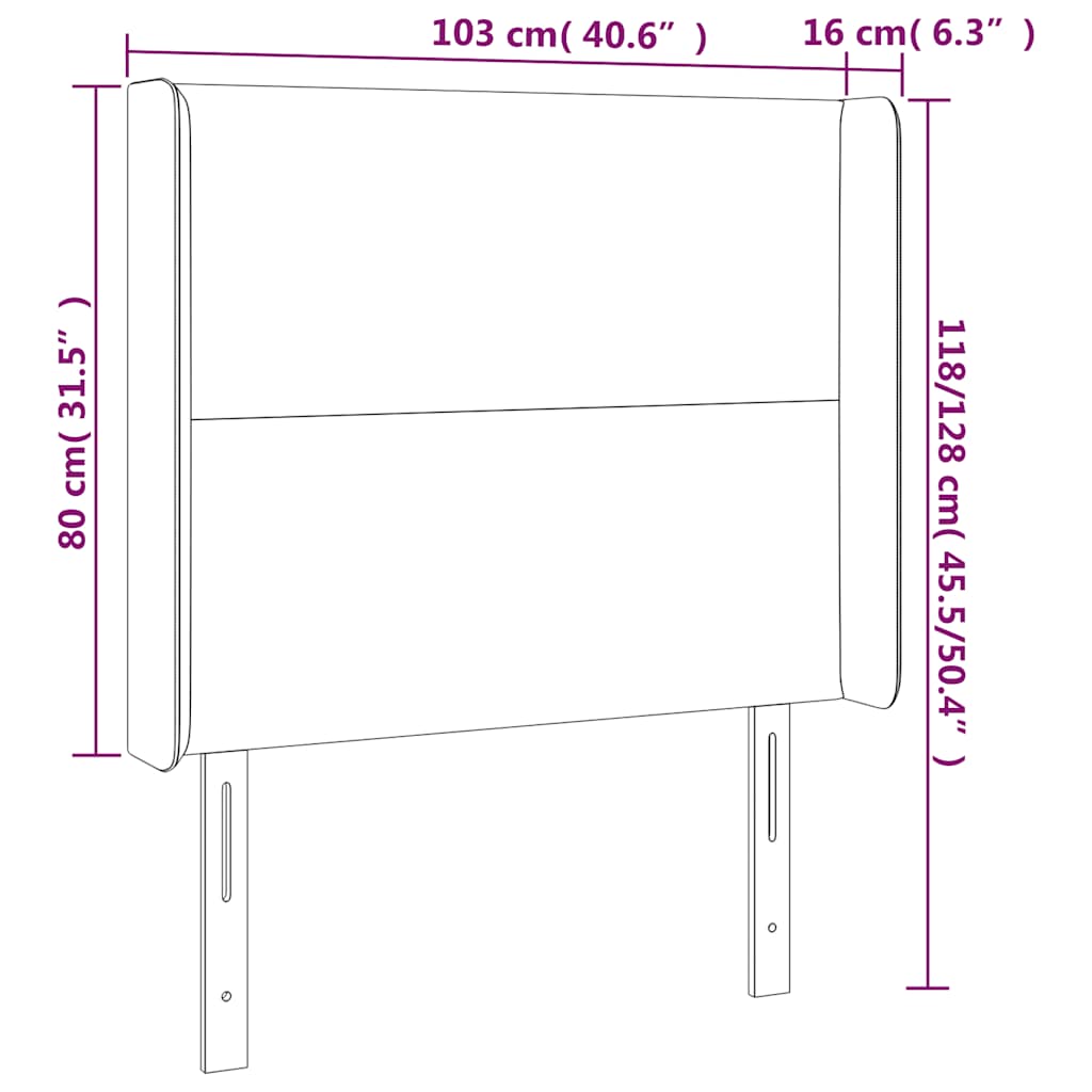 Čelo Postele S Led Tmavě Modré 103 X 16 X 118/128 Cm Textil