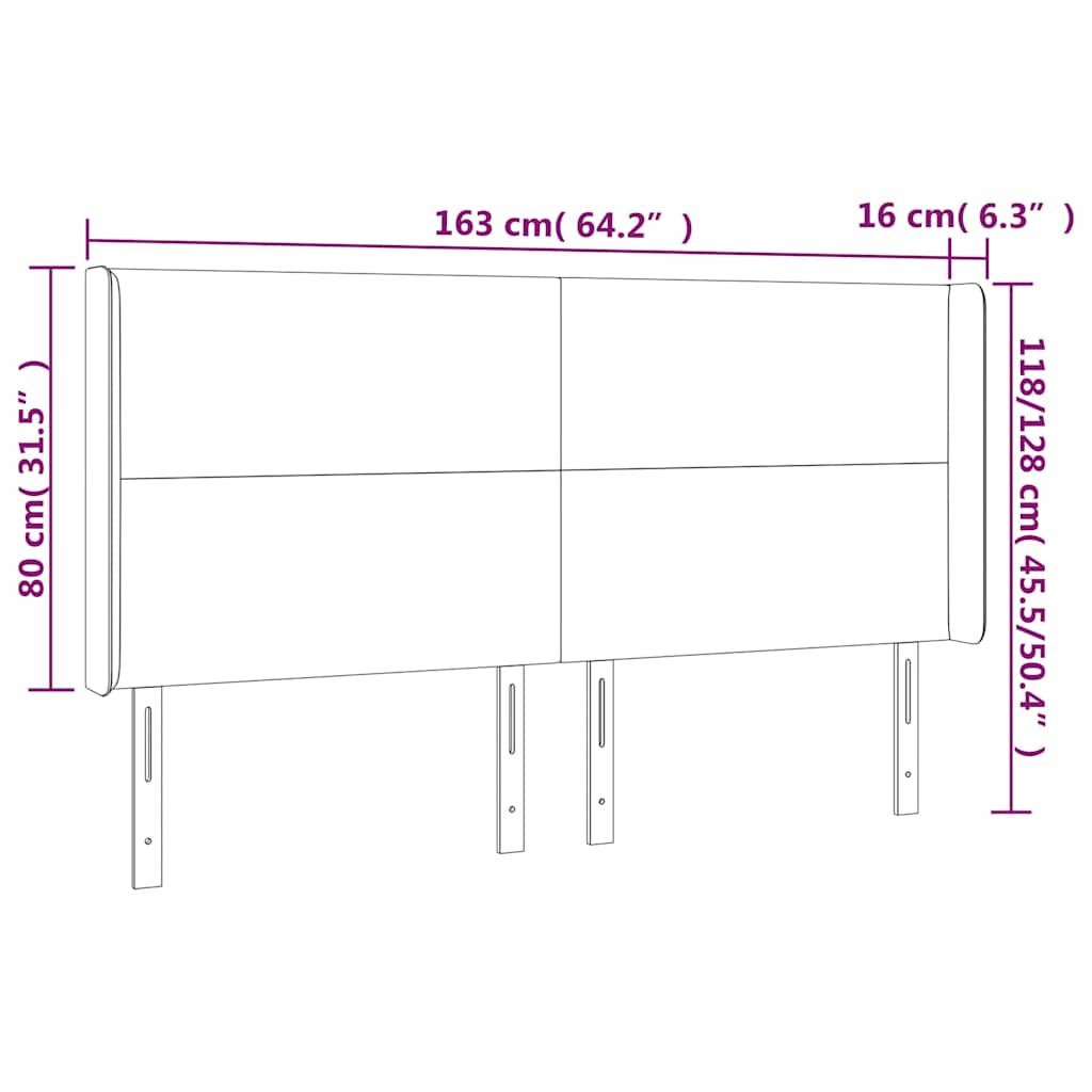 Čelo Postele S Led Tmavě Zelené 163 X 16 X 118/128 Cm Samet