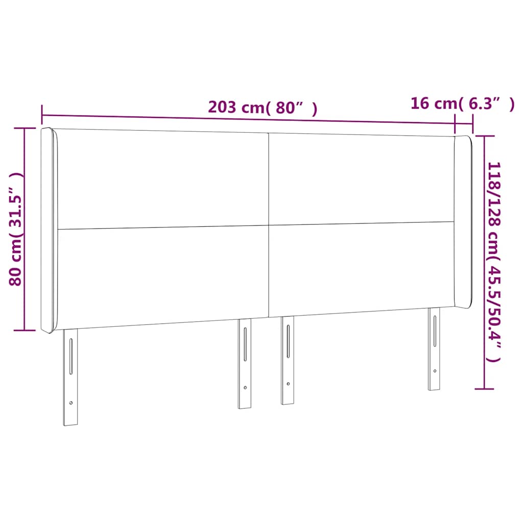 Čelo Postele S Led Tmavě Zelené 203 X 16 X 118/128 Cm Samet
