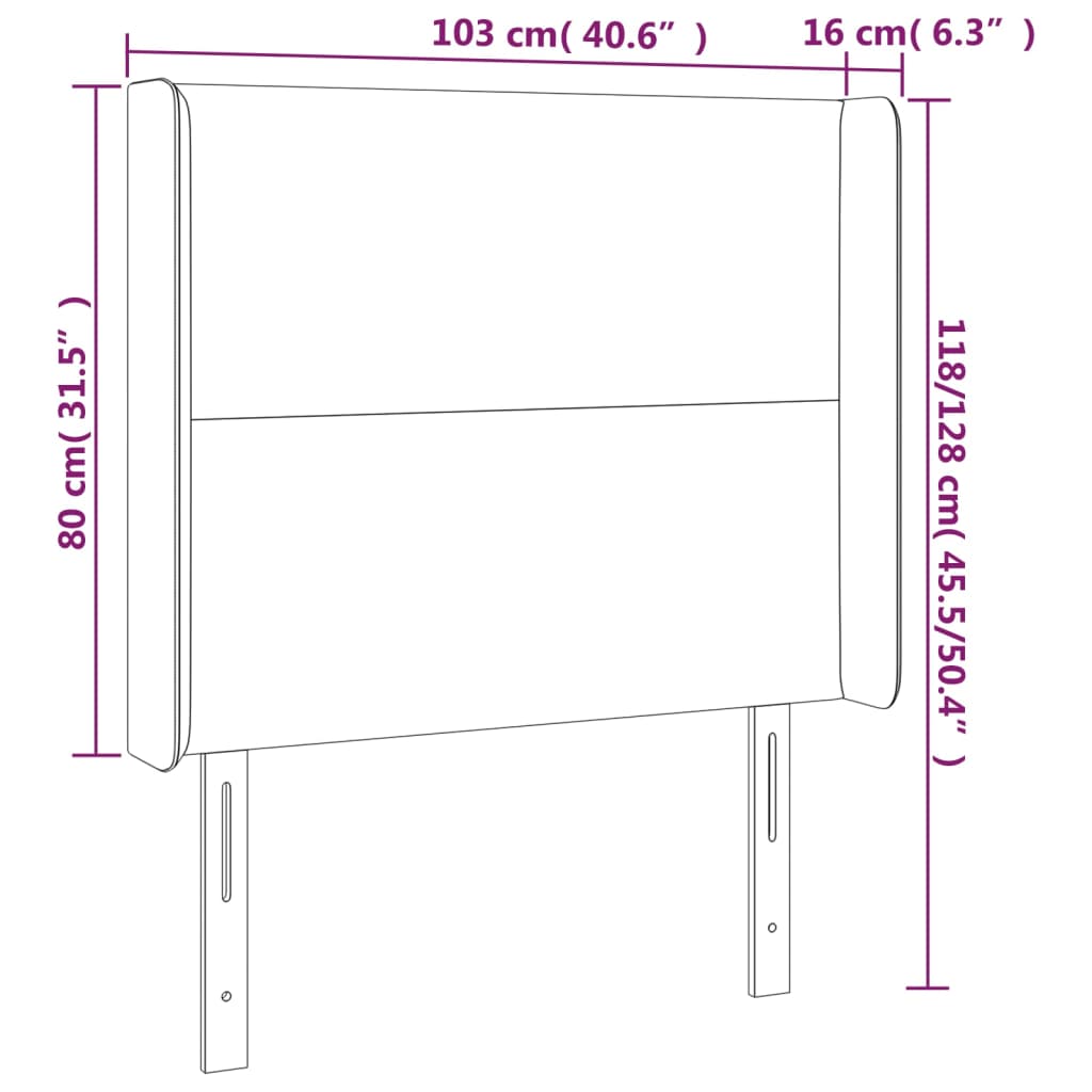 Čelo Postele S Led Krémové 103 X 16 X 118/128 Cm Umělá Kůže