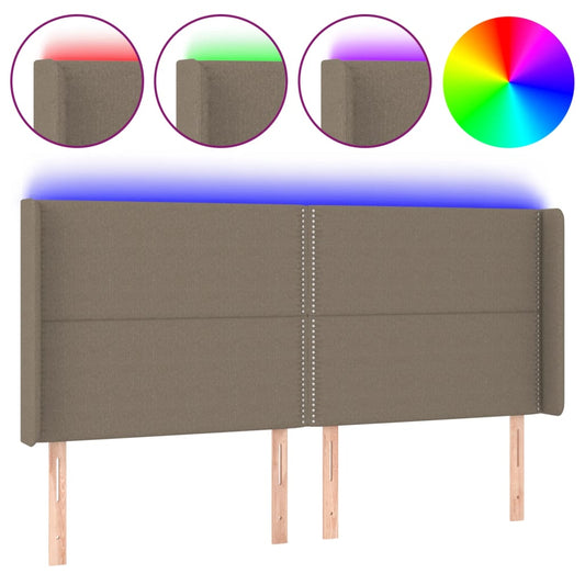 Čelo Postele S Led Taupe 183X16X118/128 Cm Textil