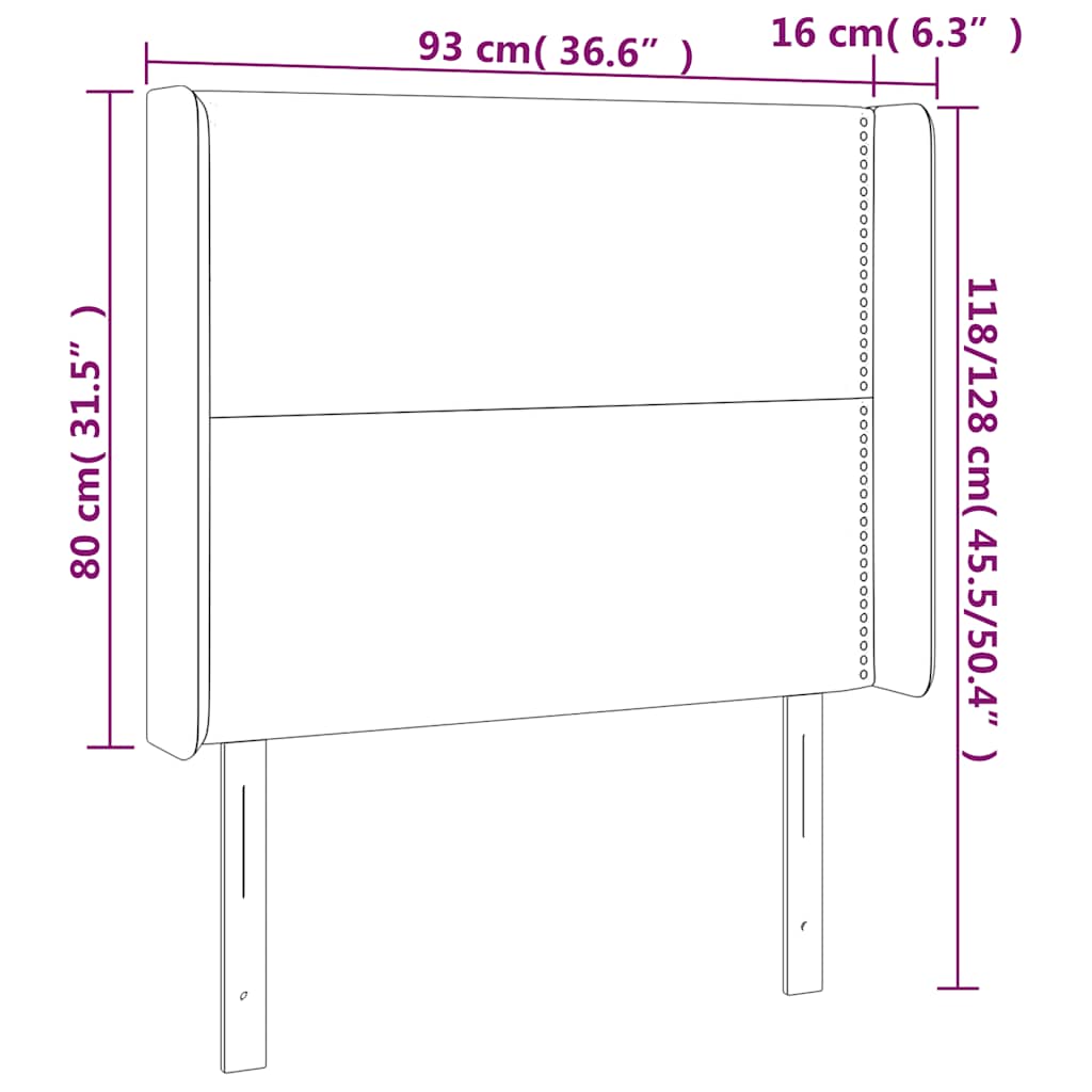 Čelo Postele S Led Tmavě Zelené 93 X 16 X 118/128 Cm Samet