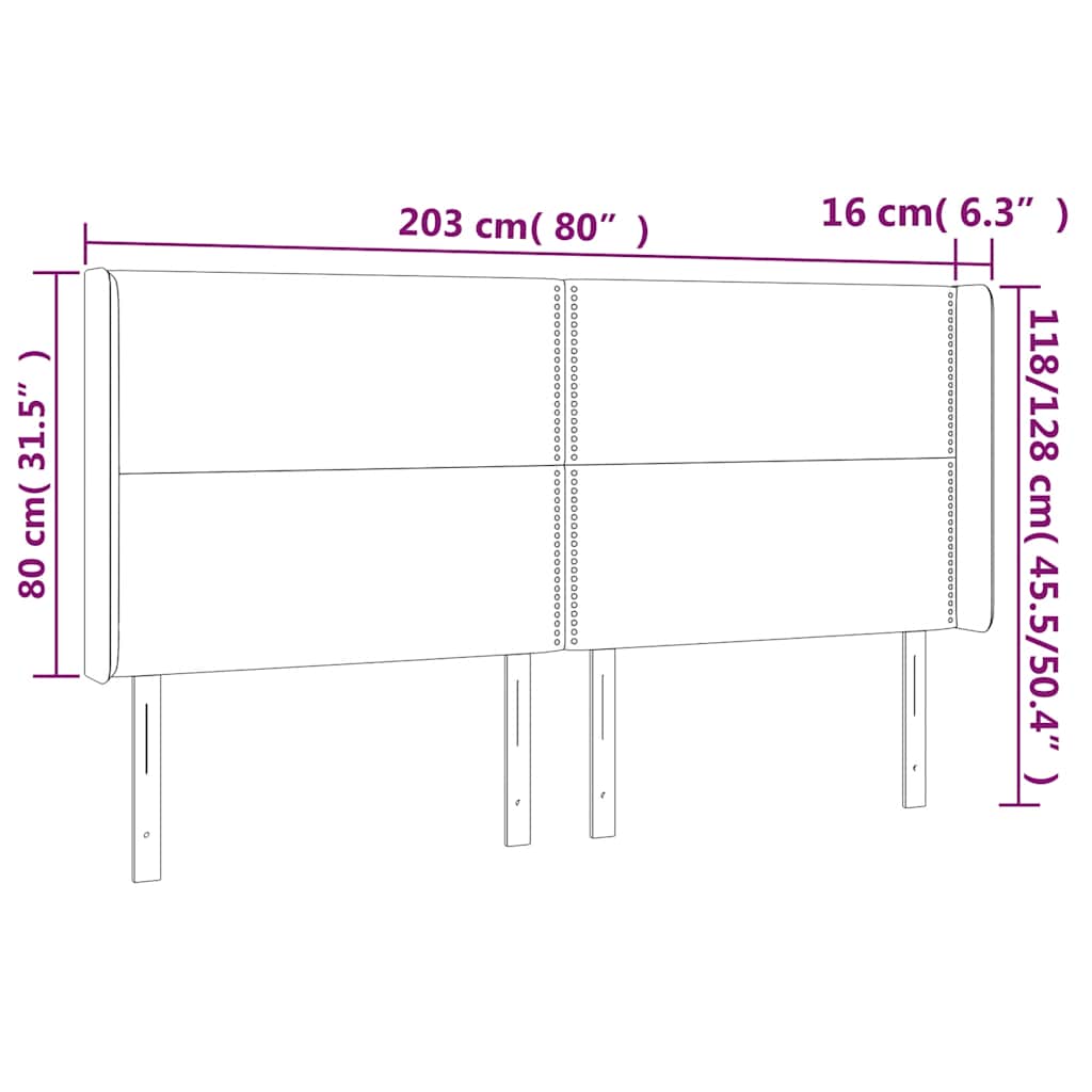 Čelo Postele S Led Tmavě Zelené 203 X 16 X 118/128 Cm Samet