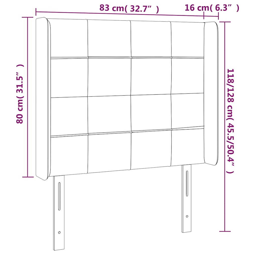 Čelo Postele S Led Tmavě Zelené 83 X 16 X 118/128 Cm Samet