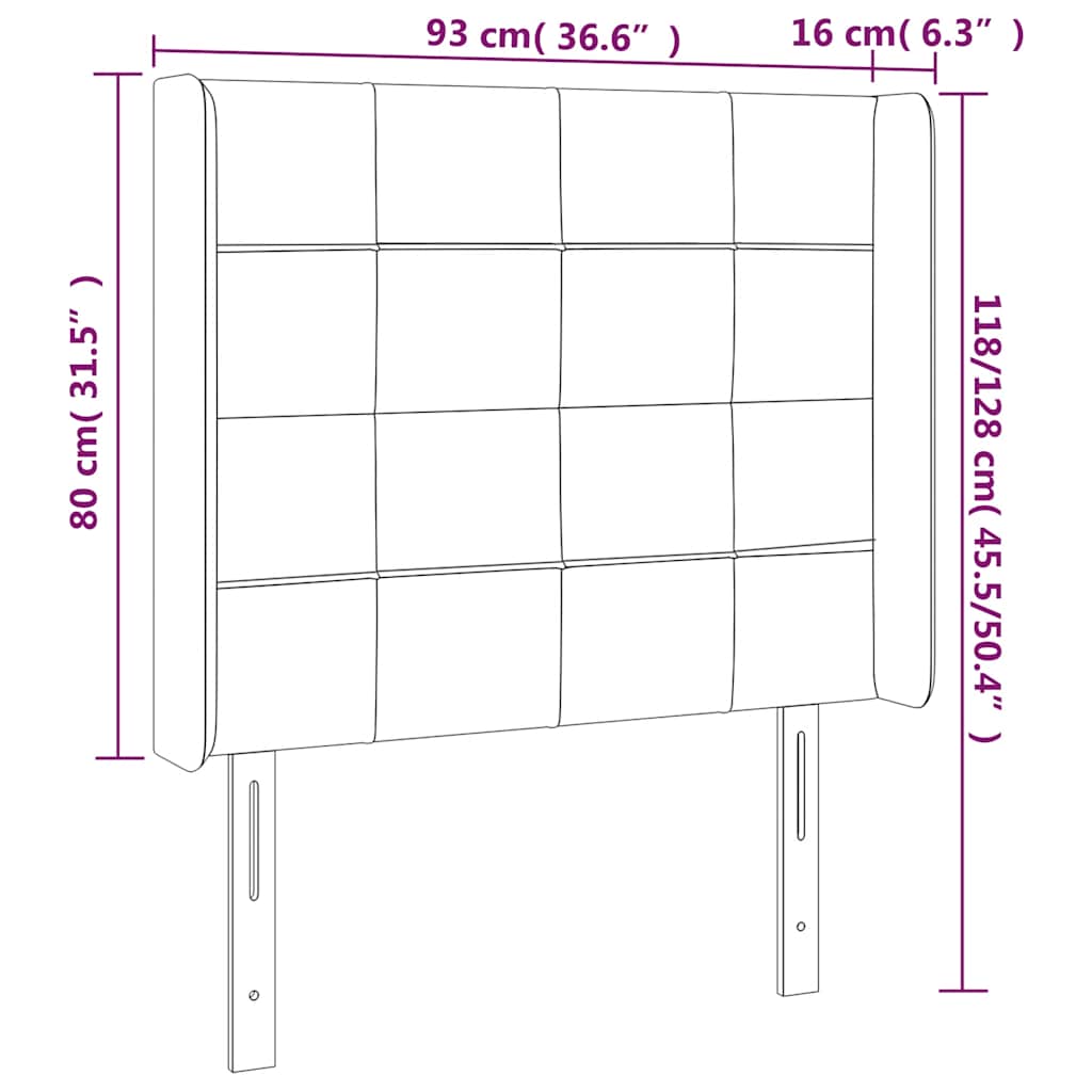 Čelo Postele S Led Tmavě Zelené 93 X 16 X 118/128 Cm Samet