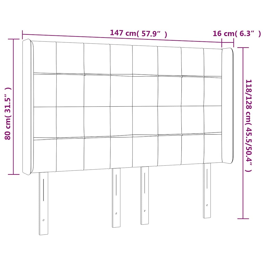 Čelo Postele S Led Tmavě Zelené 147 X 16 X 118/128 Cm Samet