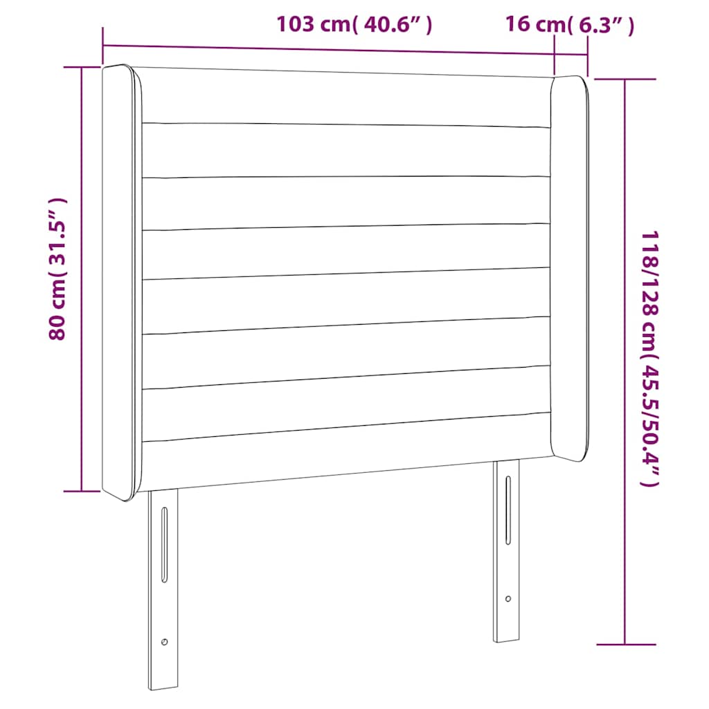 Čelo Postele S Led Tmavě Zelené 103 X 16 X 118/128 Cm Samet