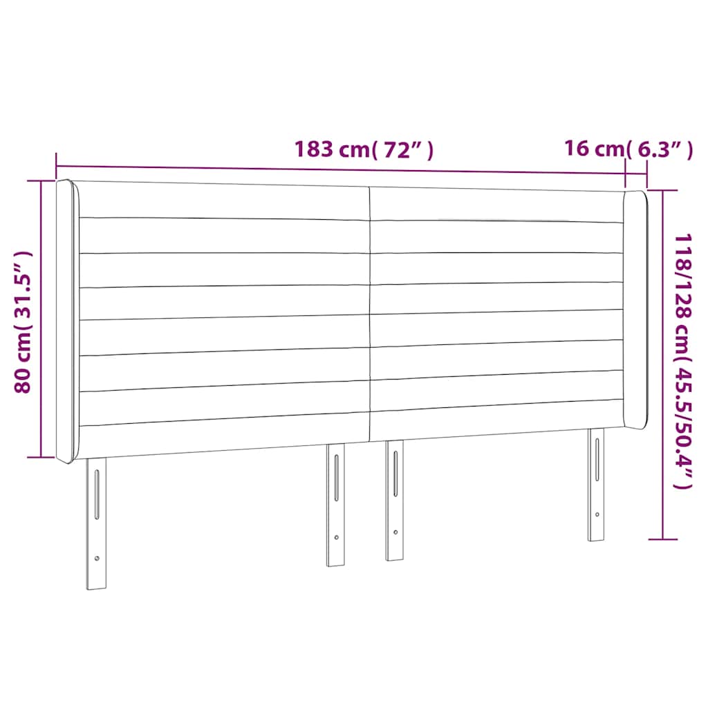 Čelo Postele S Led Tmavě Modré 183 X 16 X 118/128 Cm Samet