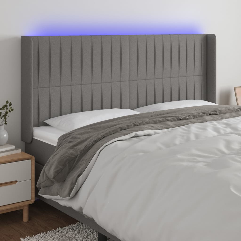 Čelo Postele S Led Černé Textil