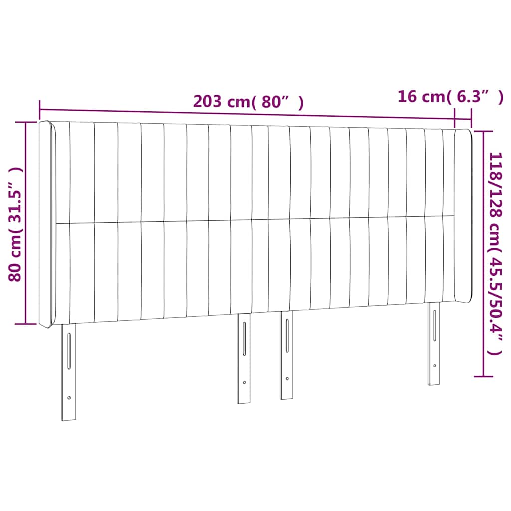 Čelo Postele S Led Tmavě Zelené 203 X 16 X 118/128 Cm Samet