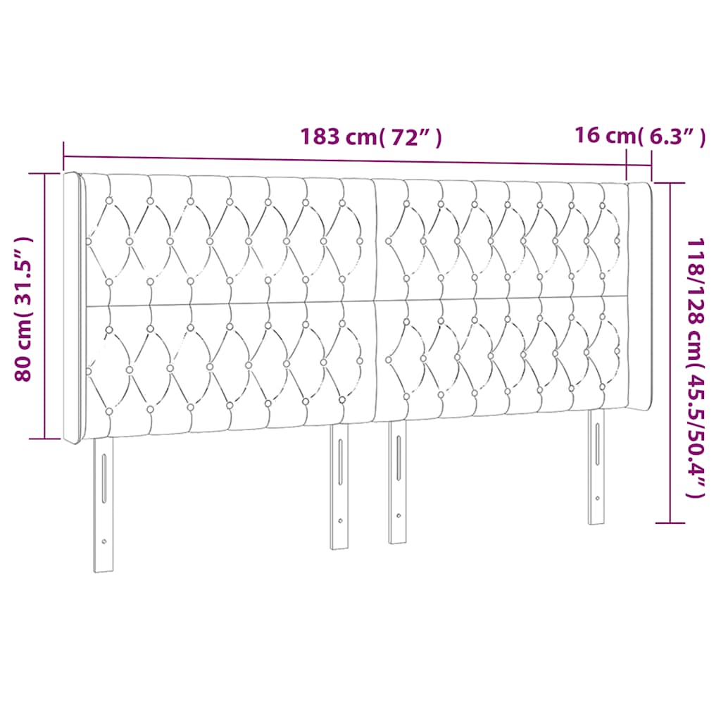 Čelo Postele S Led Tmavě Zelené 183 X 16 X 118/128 Cm Samet