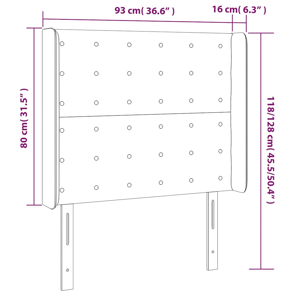Čelo Postele S Led Tmavě Zelené 93 X 16 X 118/128 Cm Samet