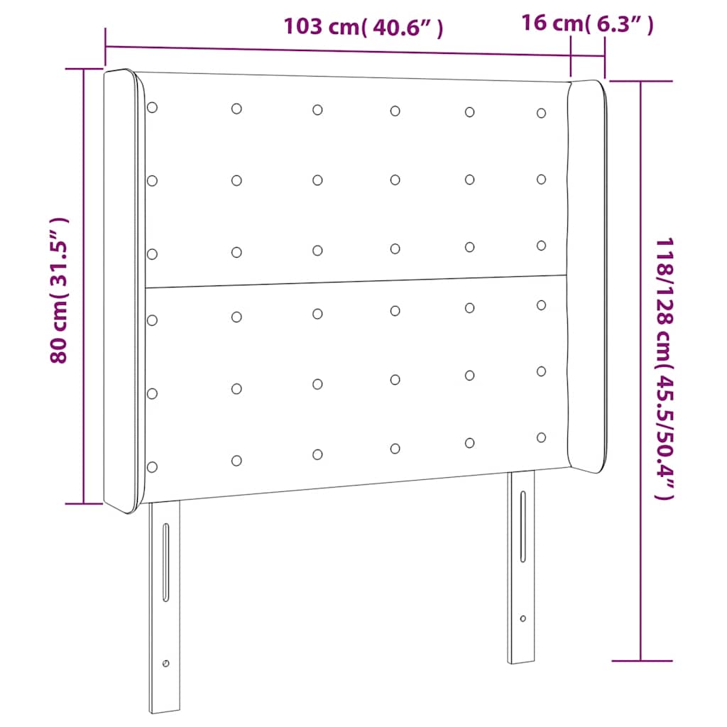 Čelo Postele S Led Tmavě Zelené 103 X 16 X 118/128 Cm Samet