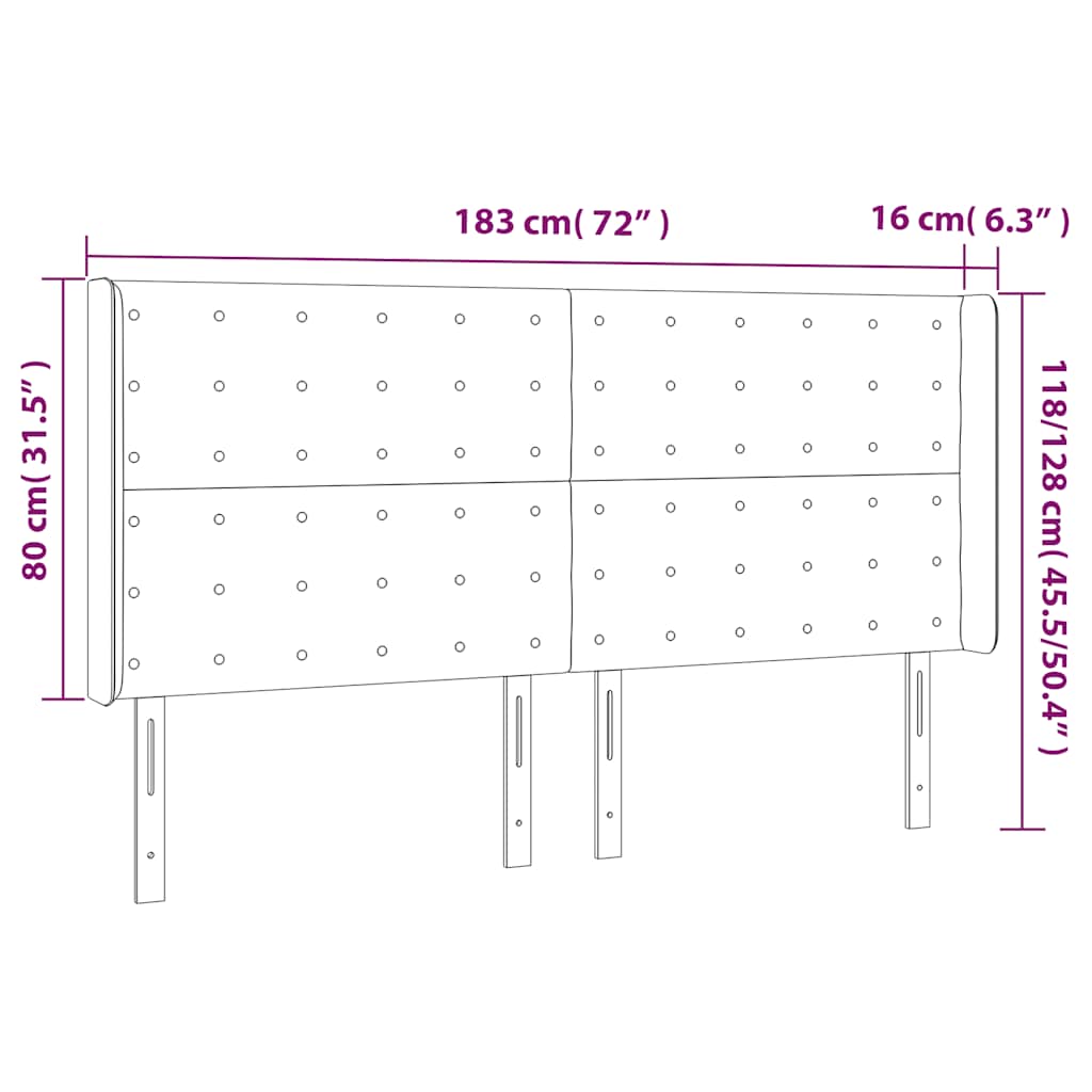 Čelo Postele S Led Tmavě Zelené 183 X 16 X 118/128 Cm Samet