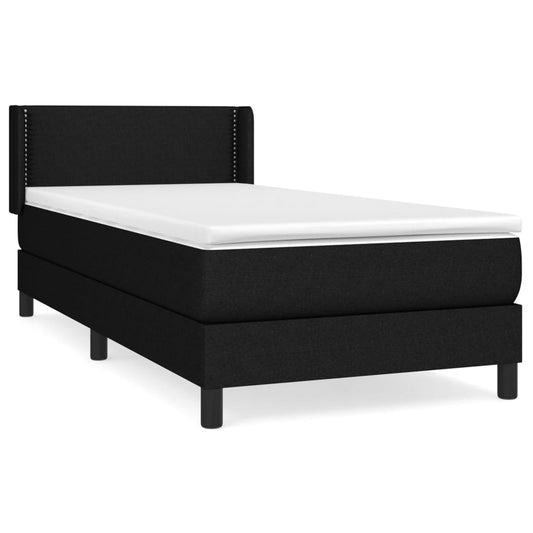 Box Spring Postel S Matrací Černá 100 X 200 Cm Textil