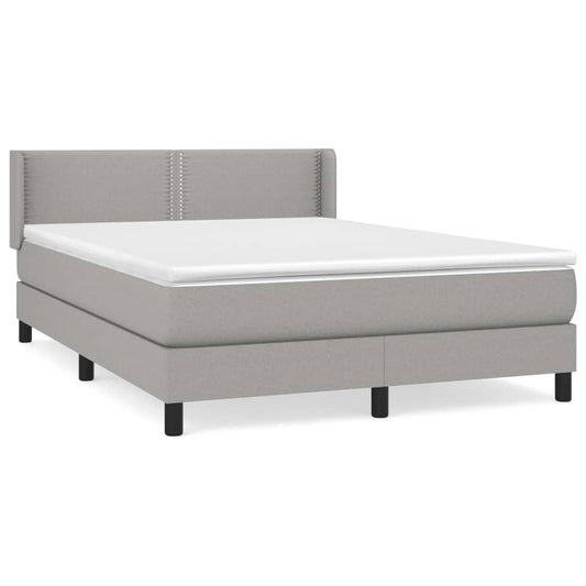 Box Spring Postel S Matrací Textil Světle Šedá