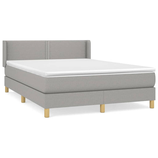Box Spring Postel S Matrací Textil Světle Šedá