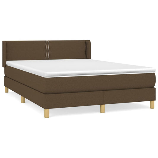 Box Spring Postel S Matrací Textil Tmavě Hnědá
