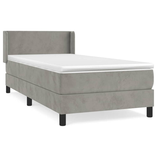 Box Spring Postel S Matrací Samet Světle Šedá