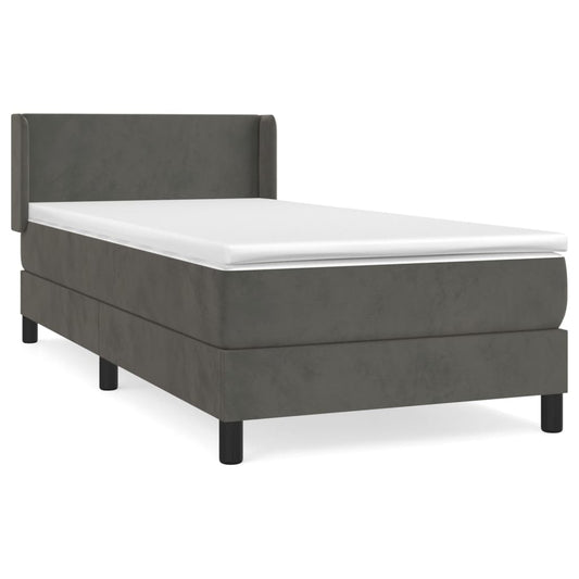 Box Spring Postel S Matrací Samet Tmavě Šedá