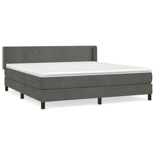 Box Spring Postel S Matrací Samet Tmavě Šedá