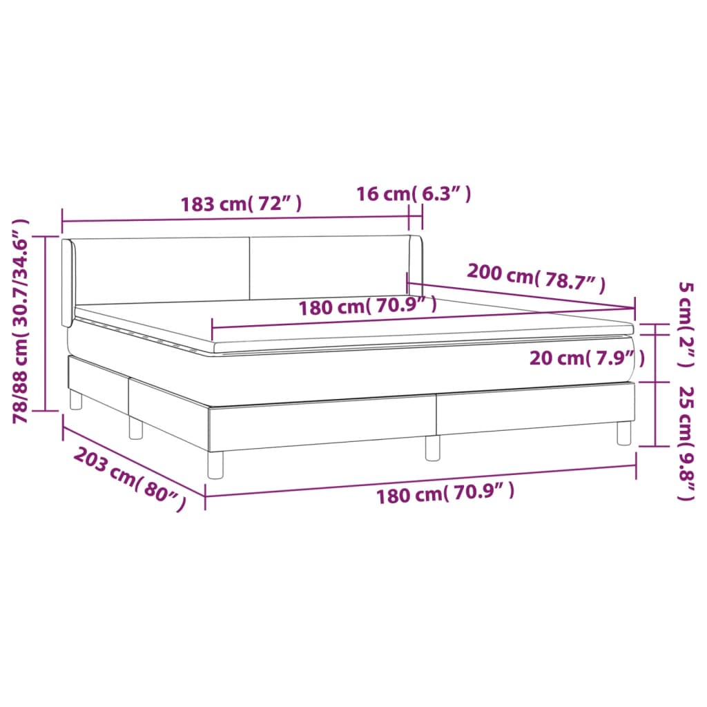 Box Spring Postel S Matrací Samet Tmavě Šedá