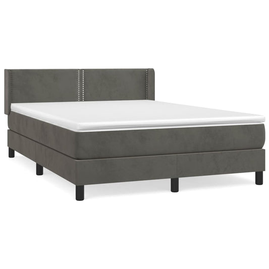 Box Spring Postel S Matrací Tmavě Šedý Samet Tmavě Šedá