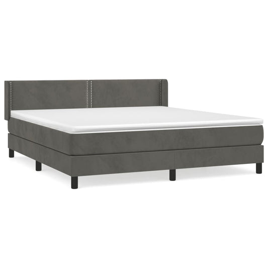 Box Spring Postel S Matrací Samet Tmavě Šedá