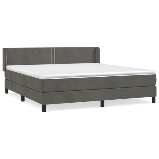 Box Spring Postel S Matrací Samet Tmavě Šedá