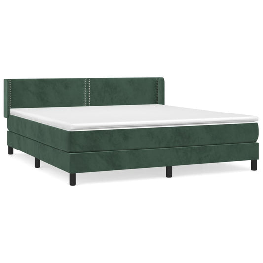 Box Spring Postel S Matrací Samet Tmavě Zelená