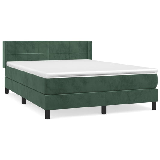 Box Spring Postel S Matrací Samet Tmavě Zelená
