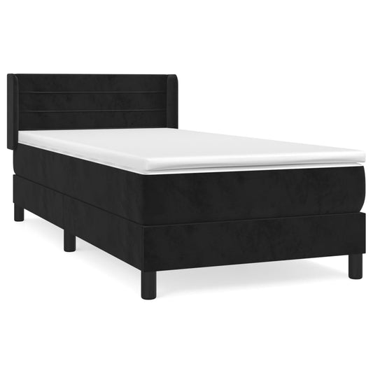 Box Spring Postel S Matrací Černá Samet Černá