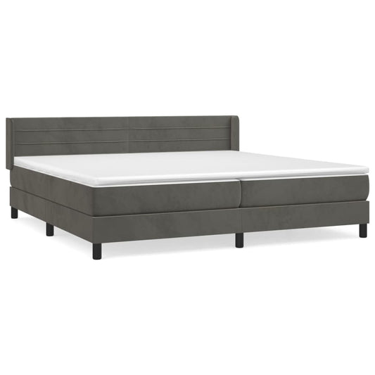 Box Spring Postel S Matrací Samet Tmavě Šedá