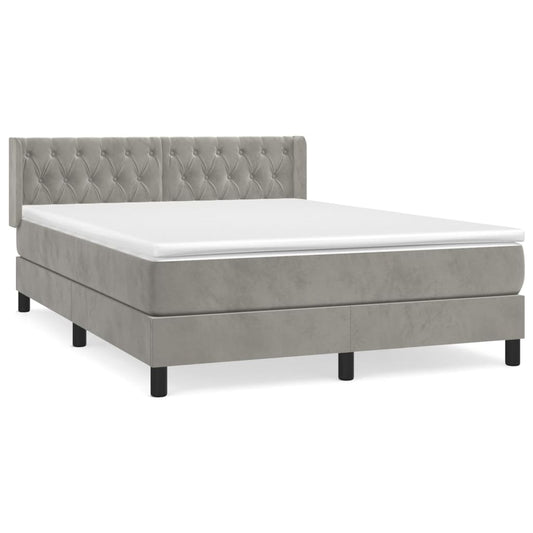 Box Spring Postel S Matrací Samet Světle Šedá
