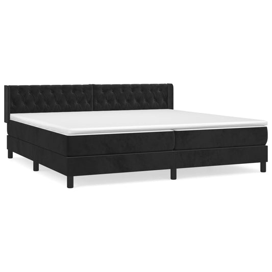 Box Spring Postel S Matrací Černá Samet Černá