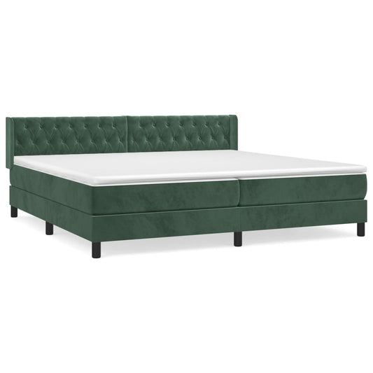 Box Spring Postel S Matrací Samet Tmavě Zelená