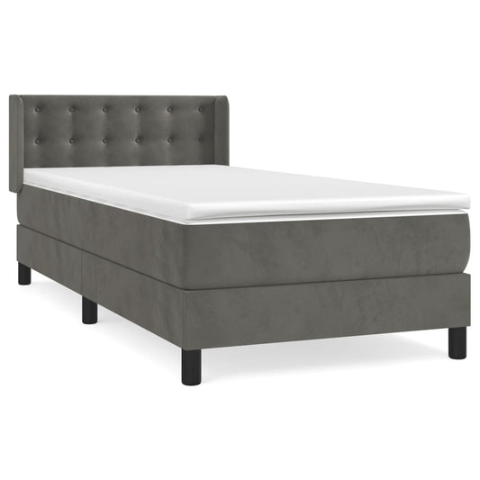 Box Spring Postel S Matrací Samet Tmavě Šedá