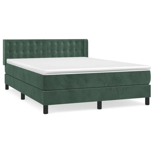 Box Spring Postel S Matrací Samet Tmavě Zelená