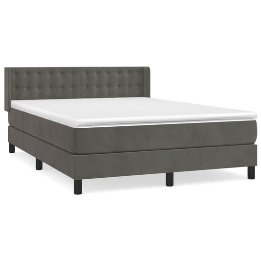 Box Spring Postel S Matrací Samet Tmavě Šedá