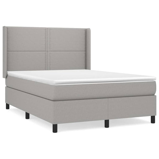 Box Spring Postel S Matrací Textil Světle Šedá