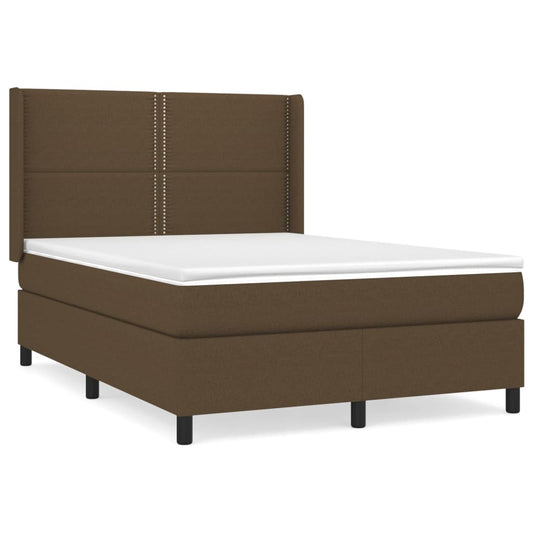Box Spring Postel S Matrací Textil Tmavě Hnědá