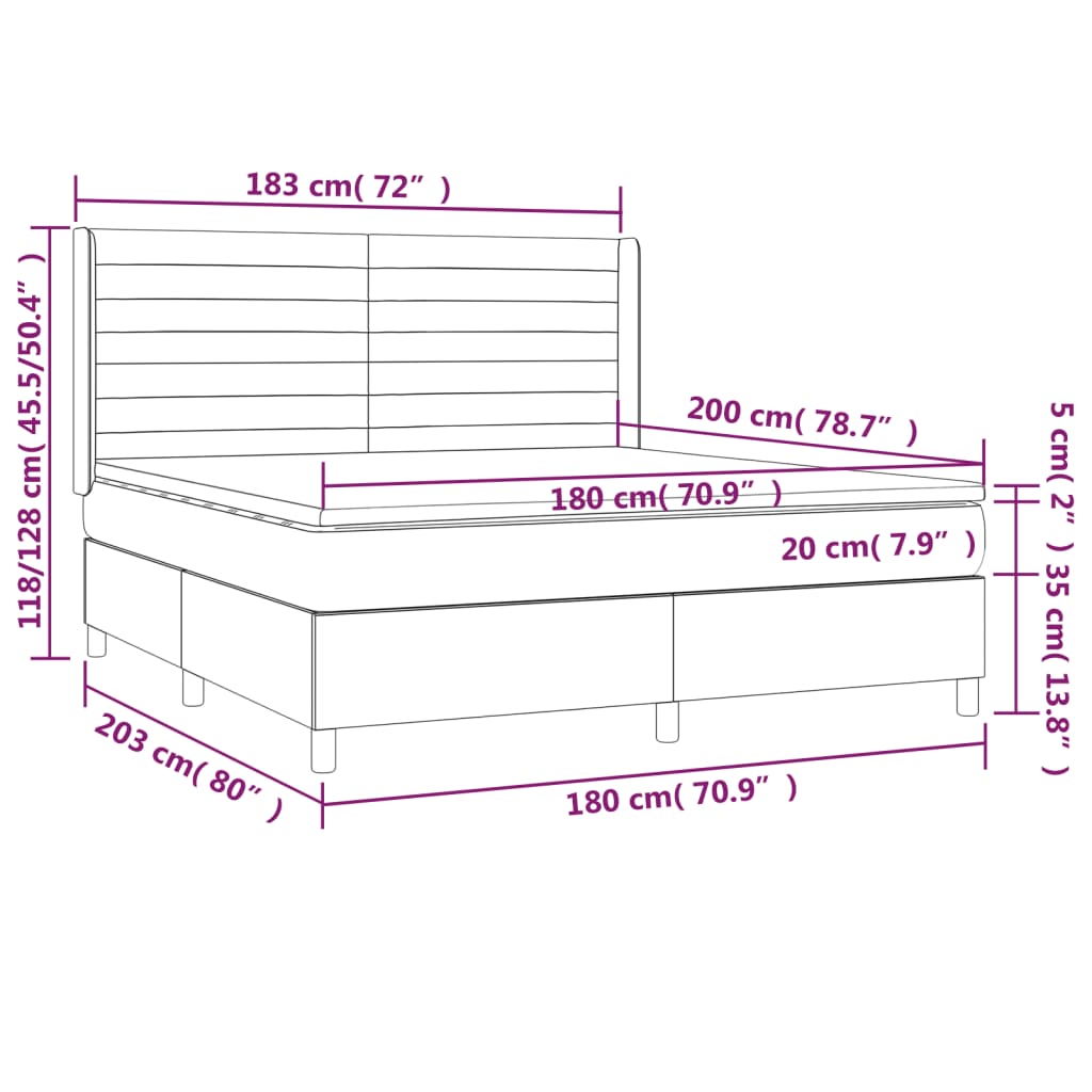 Box Spring Postel S Matrací Tmavě Hnědá 180X200 Cm Textil