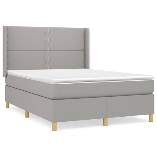 Box Spring Postel S Matrací Textil Světle Šedá