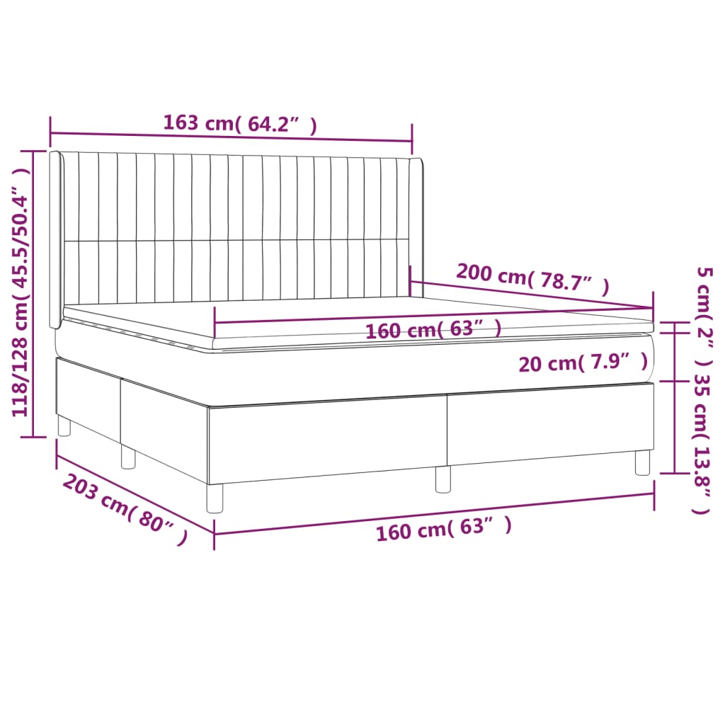 Box Spring Postel S Matrací Tmavě Hnědá 160X200 Cm Textil